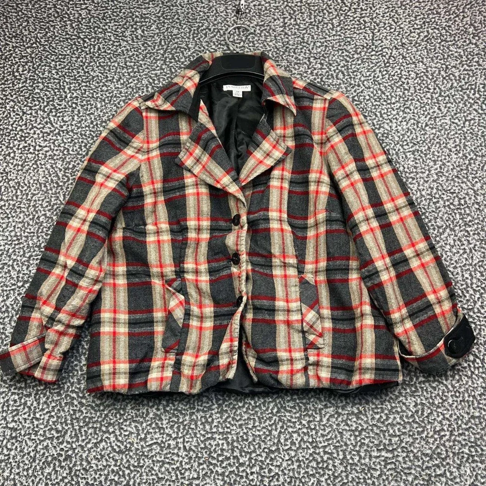 Vintage Pendleton Jacket Blazer Women Plus 18W Plaid Button Front Virgin Wool
